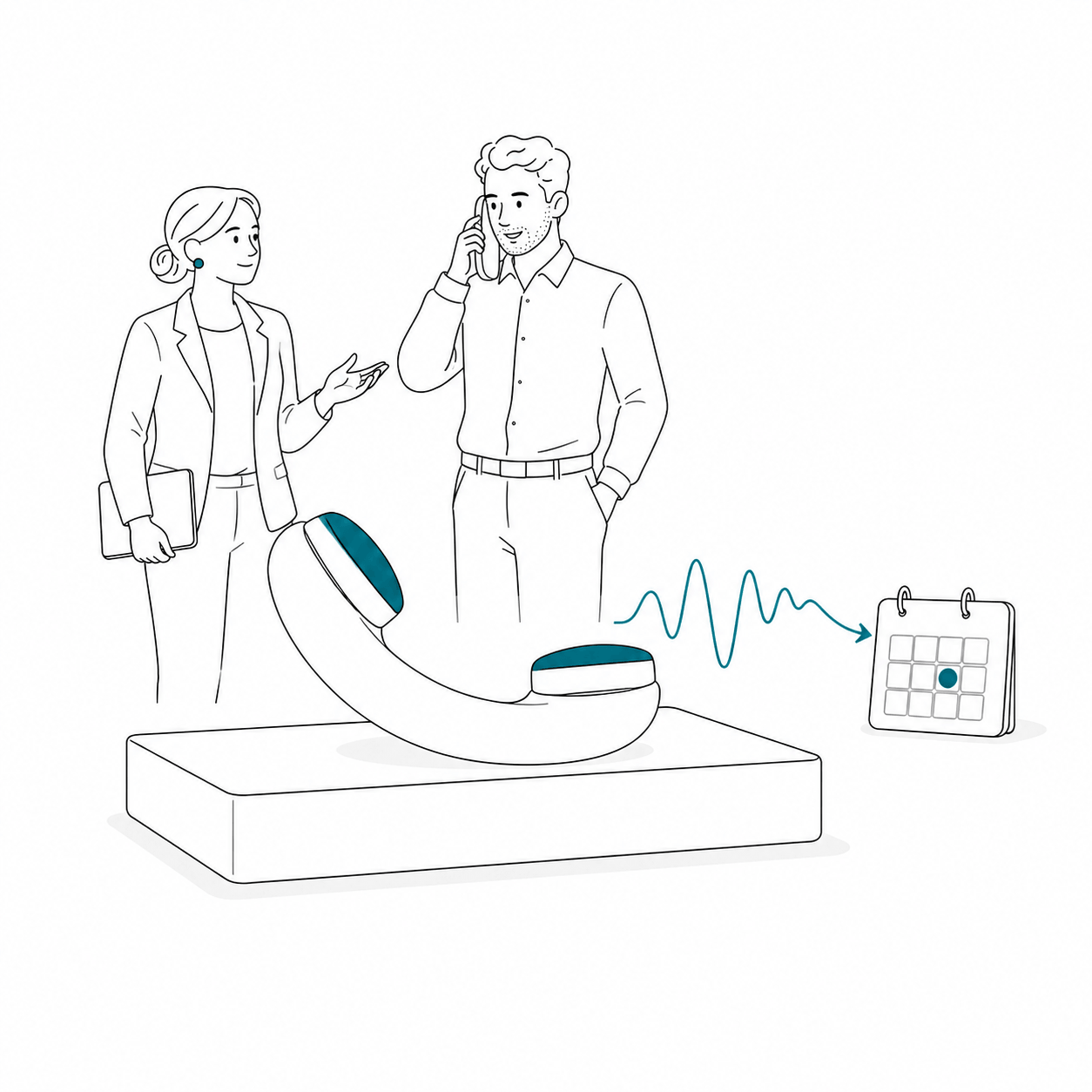 Illustration d’un appel commercial menant à une prise de rendez-vous
